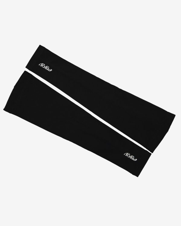 Flat lay view of the womens fleeced armwarmer with reflective detailing made by Enjoy.cc