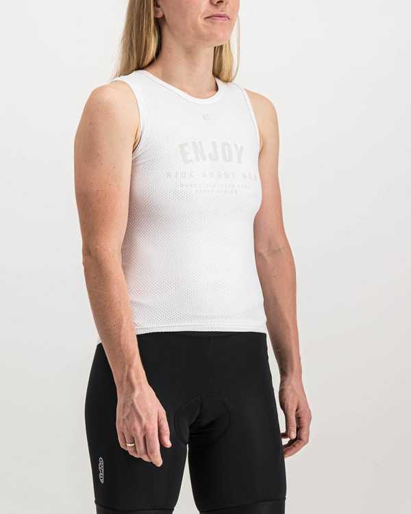 Ladies Semester White Coloured Regulator Vest. Designed and manufactured by Enjoy cycling apparel.