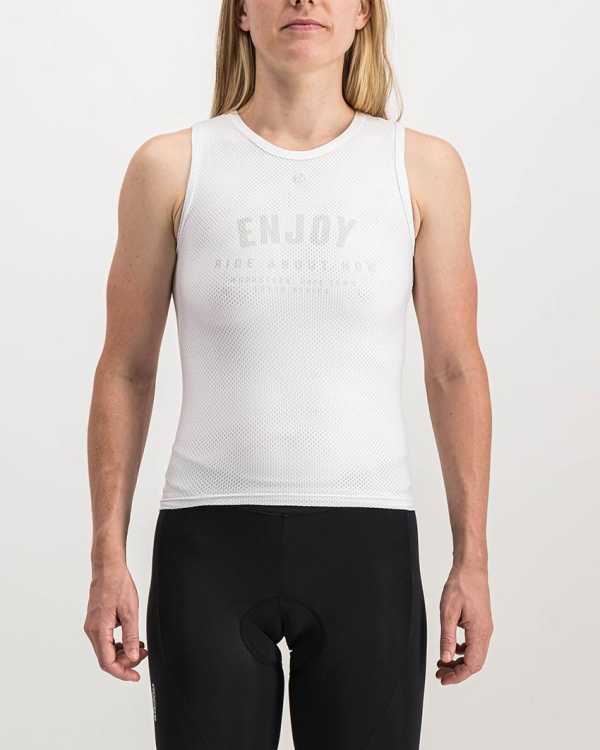 Ladies Semester White Coloured Regulator Vest. Designed and manufactured by Enjoy cycling apparel.
