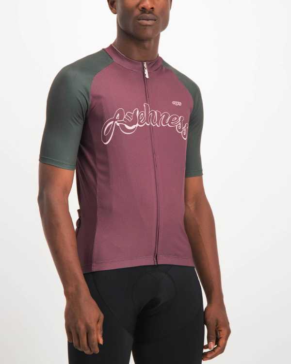 Mens Awehness maroon coloured Supremium Cycle Top. Designed and manufactured by Enjoy cycling apparel.