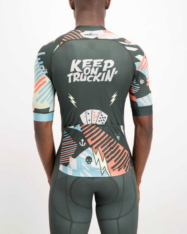 Mens Keep On Truckin ProXision Cycle Top. Designed and manufactured by Enjoy cycling apparel.