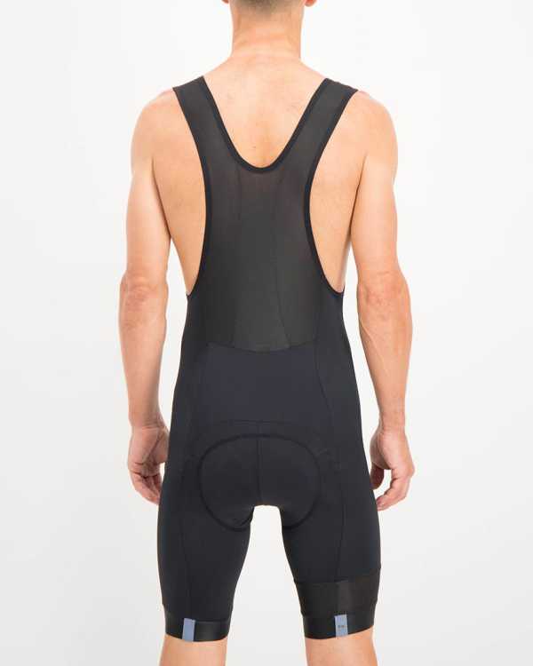 Mens Black coloured Octane Bib Shorts. Designed and manufactured by Enjoy cycling apparel.