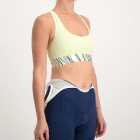 Ladies Carter lemon sports bra. Designed and manufactured by Enjoy Cycling Apparel.