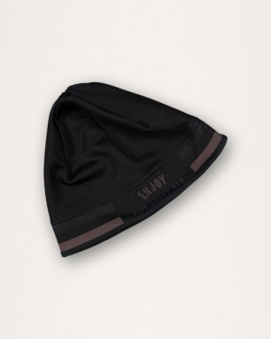 Mens Semester Black Fleeced Beanie. Designed and manufactured by Enjoy Cycling Apparel.