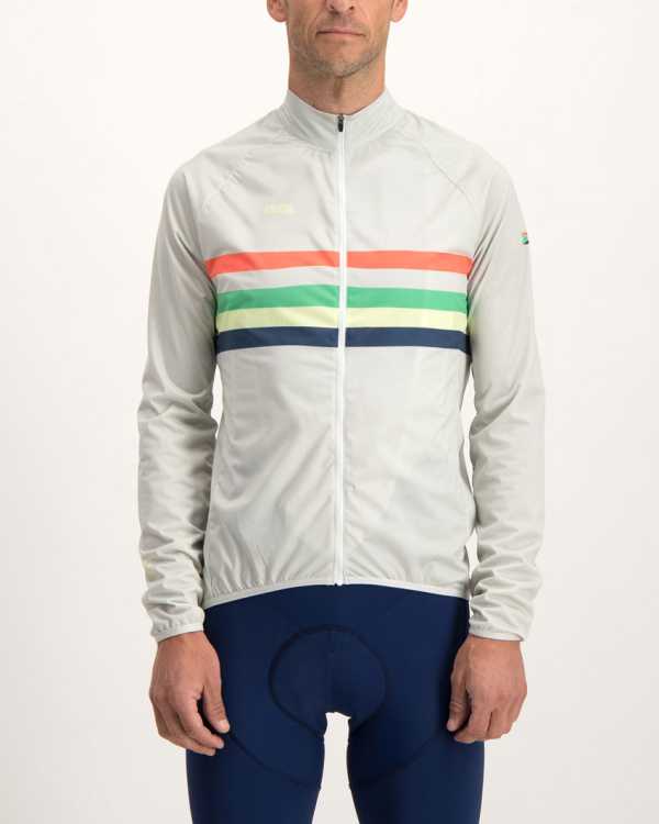 Mens Rainbow Nation Waterproof Climber cycling jacket. Designed and manufactured by Enjoy Cycling apparel.