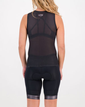 Back of the ladies cycling baselayer in the black Emotif design made by enjoy.cc