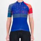 Front of the ladies cycling jersey in the blue Stellar Supremium design made by enjoy.cc