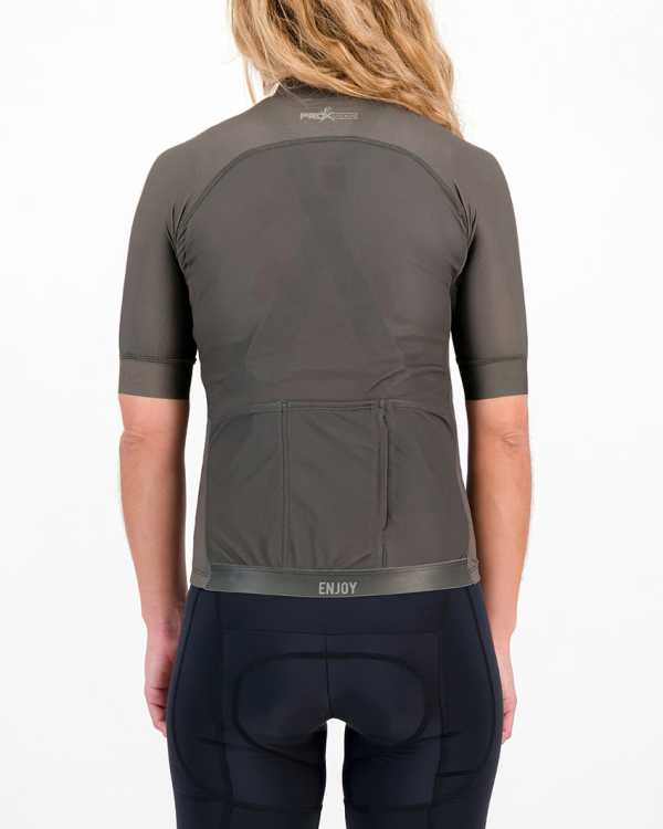 Back of the ladies cycling shirt in the peat Freshman ProXision design made by enjoy.cc