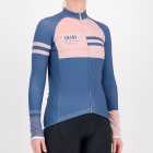 Three quarter of the ladies fleeced cycling jersey in the blue Semester design made by enjoy.cc