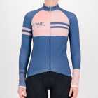 Front of the ladies fleeced cycling jersey in the blue Semester design made by enjoy.cc