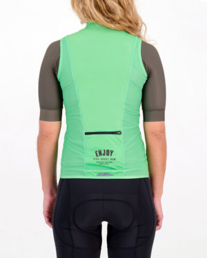 Back of the ladies cycling gilet in the mint Semester design made by Enjoy.cc