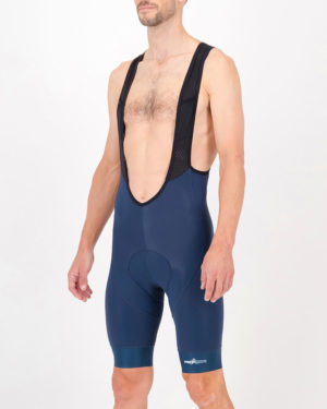 Side of the mens cargo bib short in the petrol Mono ProXision design made by enjoy.cc