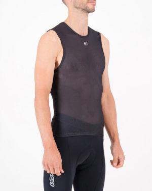 Three quarter of the mens cycling baselayer in the black Emotif design made by enjoy.cc