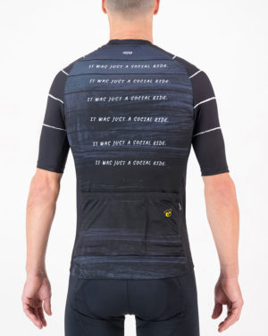 Back of the mens cycling jersey in the Doh Supremium design made by enjoy.cc