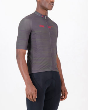 Three quarter of the mens cycling jersey in the peat Input Supremium design made by enjoy.cc