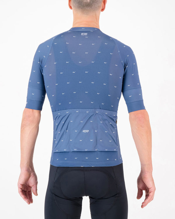 Back of the mens cycling shirt in the hally Cool Breeze Octane design made by enjoy.cc