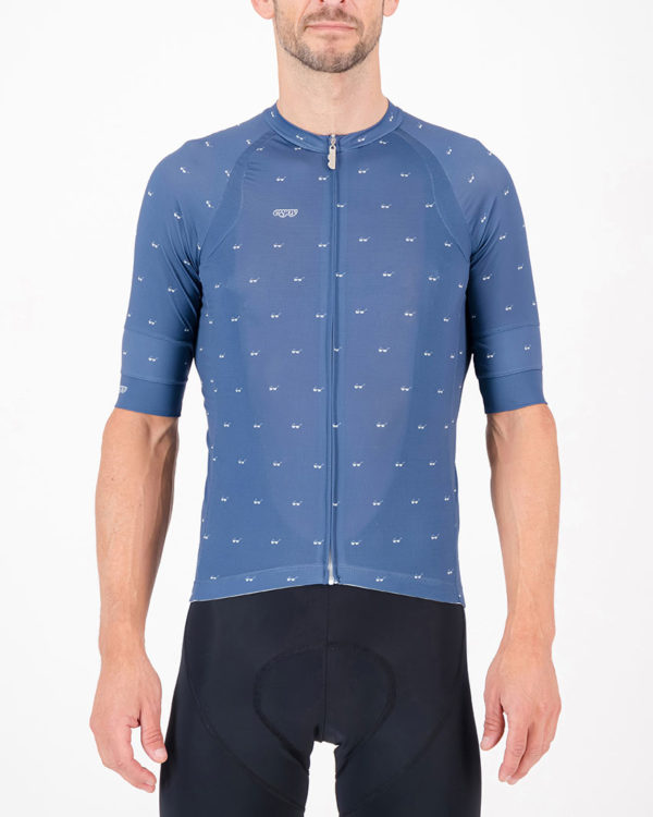 Front of the mens cycling shirt in the hally Cool Breeze Octane design made by enjoy.cc
