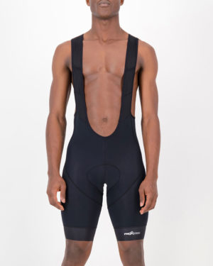 Front of the mens cargo bib short in the black Mono ProXision design made by enjoy.cc