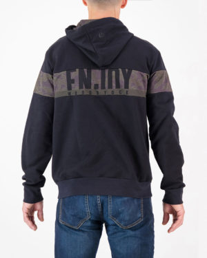 Back view of the mens Enjoy fleeced hoody in the Sir Yes Sir design. Designed and manufactured by Enjoy.cc