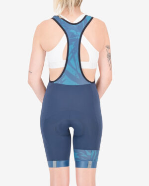 Back of the ladies bib short in the Flora Octane design made by enjoy.cc
