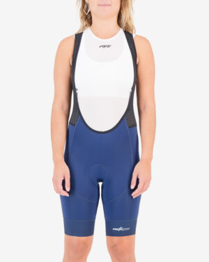 Front of the ladies cargo bib short in the navy Mono ProXision design made by enjoy.cc