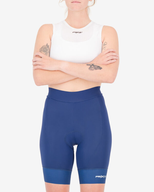 Front of the ladies cycle short in the navy Mono ProXision design made by enjoy.cc