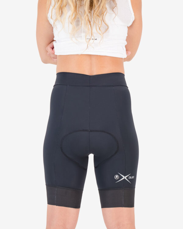 Back of the ladies cycle short in the black Mono ProXision design made by enjoy.cc