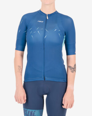 Front of the ladies cycling shirt in the Avena Octane design made by enjoy.cc