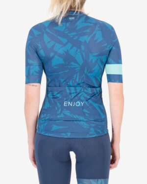 Back of the ladies cycling shirt in the Flora Octane design made by enjoy.cc