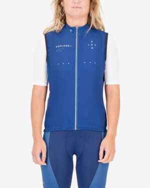 Front of the ladies winter cycling gilet in the Out There design made by Enjoy.cc