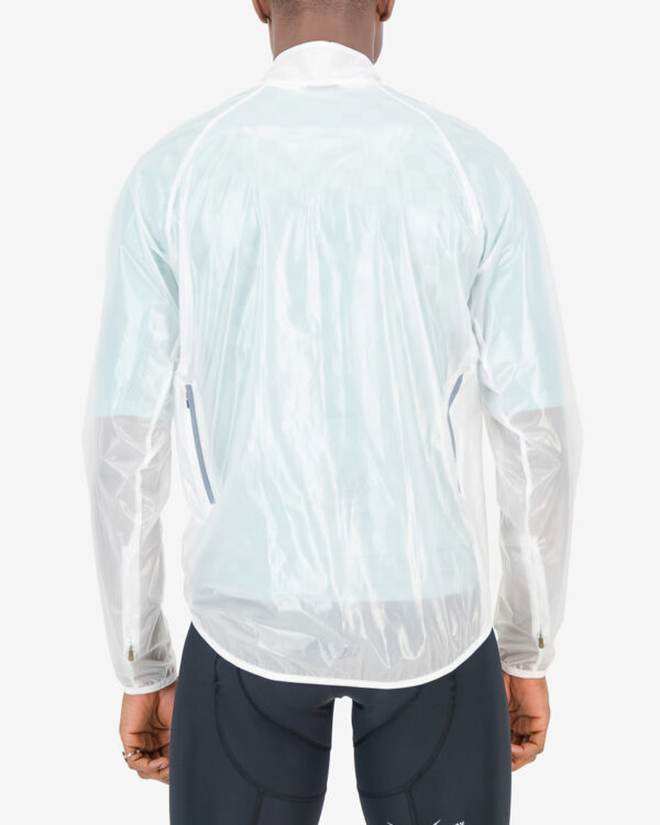 Back of the mens waterproof cycling jacket in the Trooper light design made by enjoy.cc