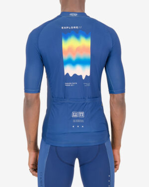 Back of the mens cycling jersey in the Out There Supremium design made by enjoy.cc