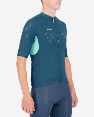 Three quarter of the mens cycling shirt in the Avena Octane design made by enjoy.cc