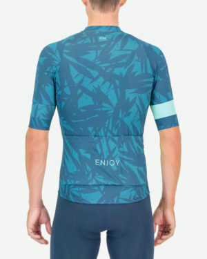 Back of the mens cycling shirt in the Flora Octane design made by enjoy.cc