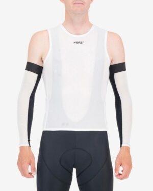 Back view of the mens dual armwarmer offering sun and cold protection made by Enjoy.cc