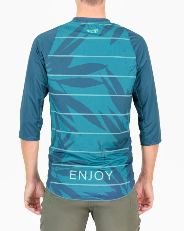 Back view of the Enjoy mens enduro tee in the Flora design. Part of Reptilia trail range designed by enjoy.cc