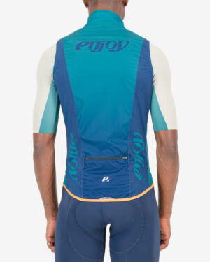 Back of the mens cycling gilet in the Avena design made by Enjoy.cc