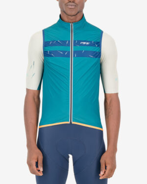 Front of the mens cycling gilet in the Avena design made by Enjoy.cc