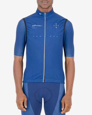 Front of the mens winter cycling gilet in the Out There design made by Enjoy.cc