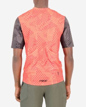 Back of the mens trail tee in the orange Groad To Freedom Reptilia design made by enjoy.cc