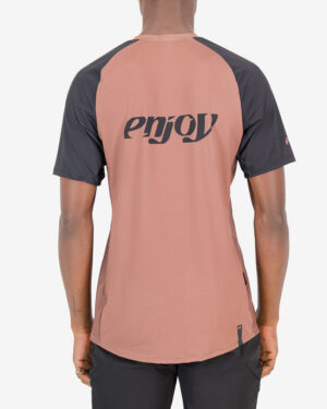 Back of the mens mobilitee trail tee in the stone Descendant design made by enjoy.cc