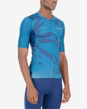 Three quarter of the mens tri top in the Flora design made by Enjoy.cc