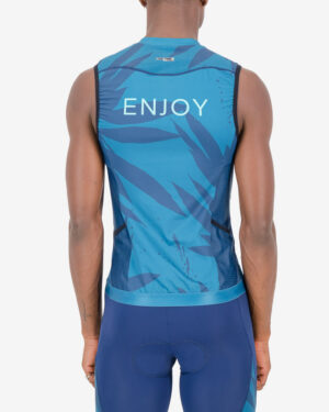 Back of the mens tri vest in the Flora design made by Enjoy.cc