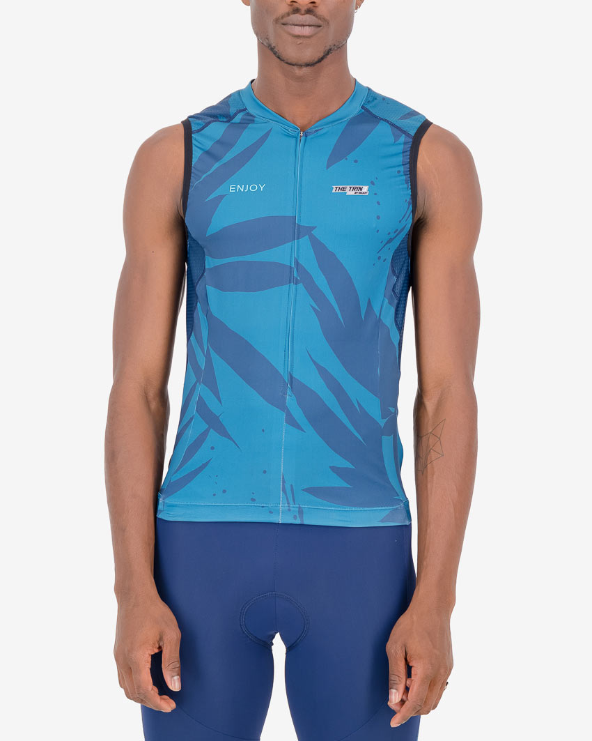 Front of the mens tri vest in the Flora design made by Enjoy.cc