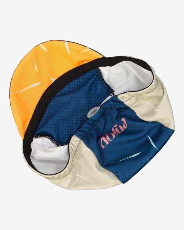 Bottom of the cycling cap in the Avena DriFit design made by enjoy.cc