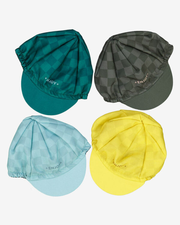The Evade range of retro cycle caps. Four different colour options designed by Enjoy.cc