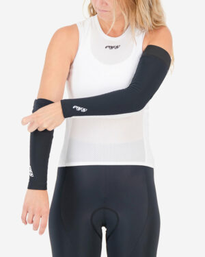 Front view of the ladies dual armwarmer offering sun and cold protection made by Enjoy.cc