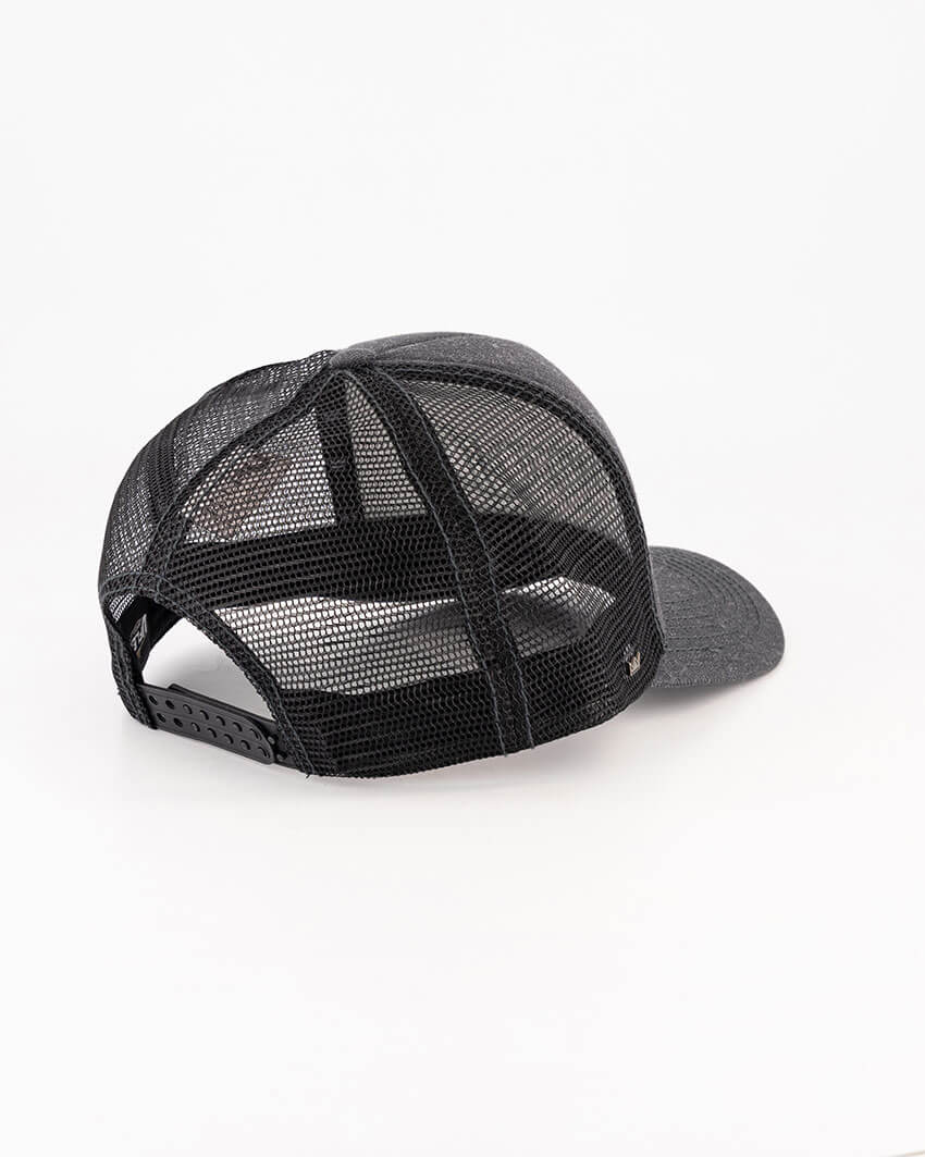 Enjoy U Flex Trucker snapback charcoal cap back. Designed by Enjoy cycling apparel