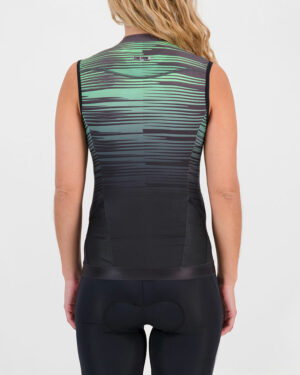 Back of the womens tri vest in the Input mint design made by Enjoy.cc