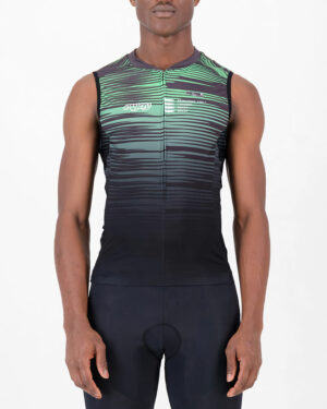 Front of the mens tri vest in the Input mint design made by Enjoy.cc